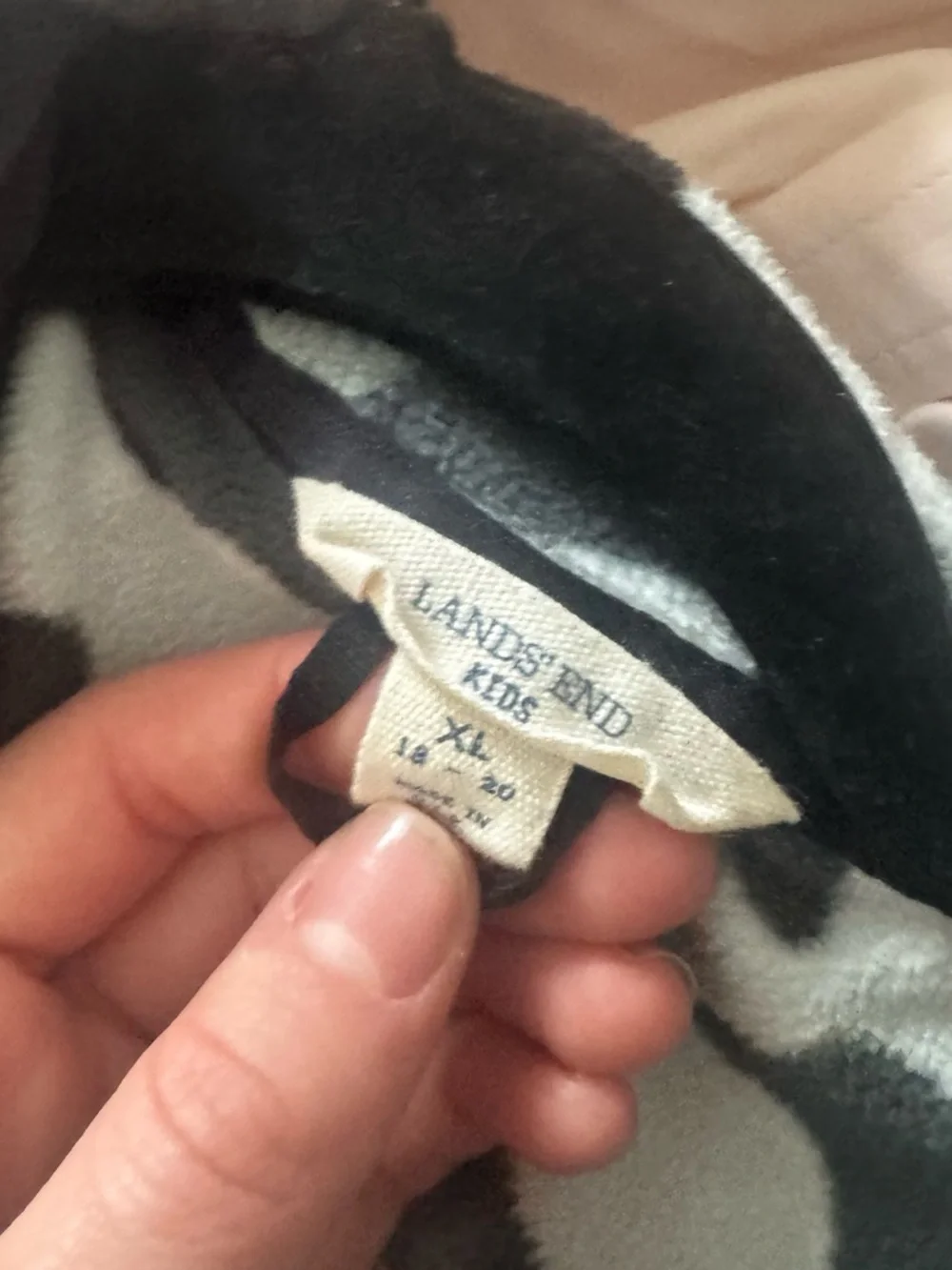 Lands' End Black & Gray Camo Quarter-Zip Hoodie